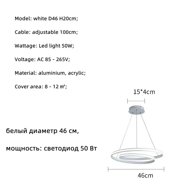 Nordic LED Pendant Lights Dimmable Hanging Lamp for Living Room and Bedroom