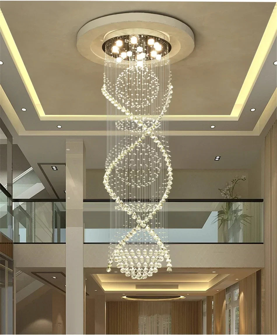 Double Spiral Crystal Chandelier: Luxurious K9 Crystal Lighting for Hotels and Villas