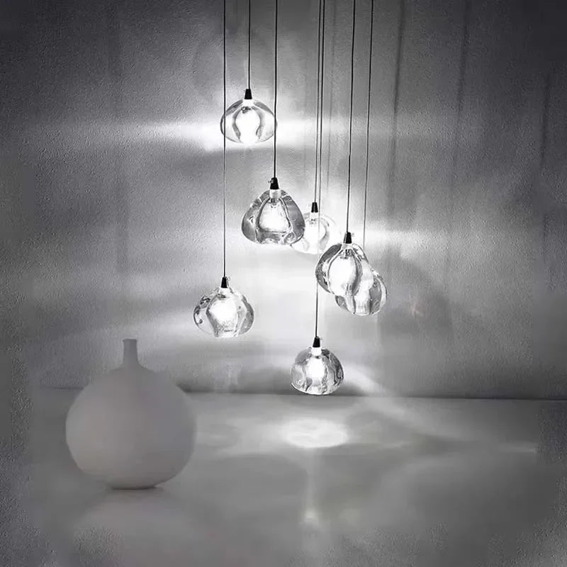 Crystal Water Droplet Chandelier: Modern LED Staircase Pendant Light - Luxury Ball Hanging Lamp