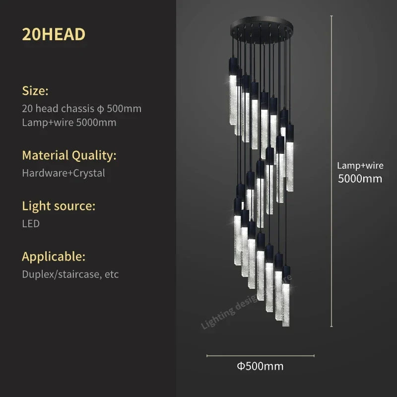 Crystal Bubble Chandelier Pendant Light - Modern Staircase Hanging Fixture