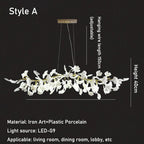 Luxe Ginkgo Leaves Chandelier Pendant Light for Living Room Bedroom