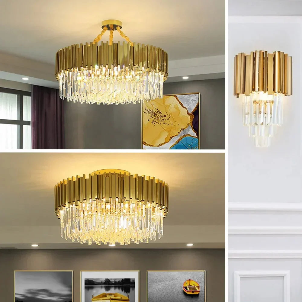 Nordic Modern Crystal Ceiling Chandelier LED Lights for Luxury Home Decor