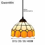 Tiffany Square Pendant Light, Stained Glass Hanging Lamp for Home Decor