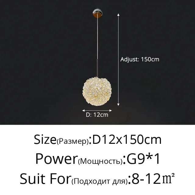 Crystal Ball Pendant Chandelier for Bedroom Bar Deco