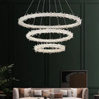 Luxury Crystal LED Chandelier | Dimmable Ring Gloss Ceiling Chandelier for Modern Living Room