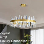 Luxury Crystal Dimmable Round Chandelier - Glossy LED Lighting