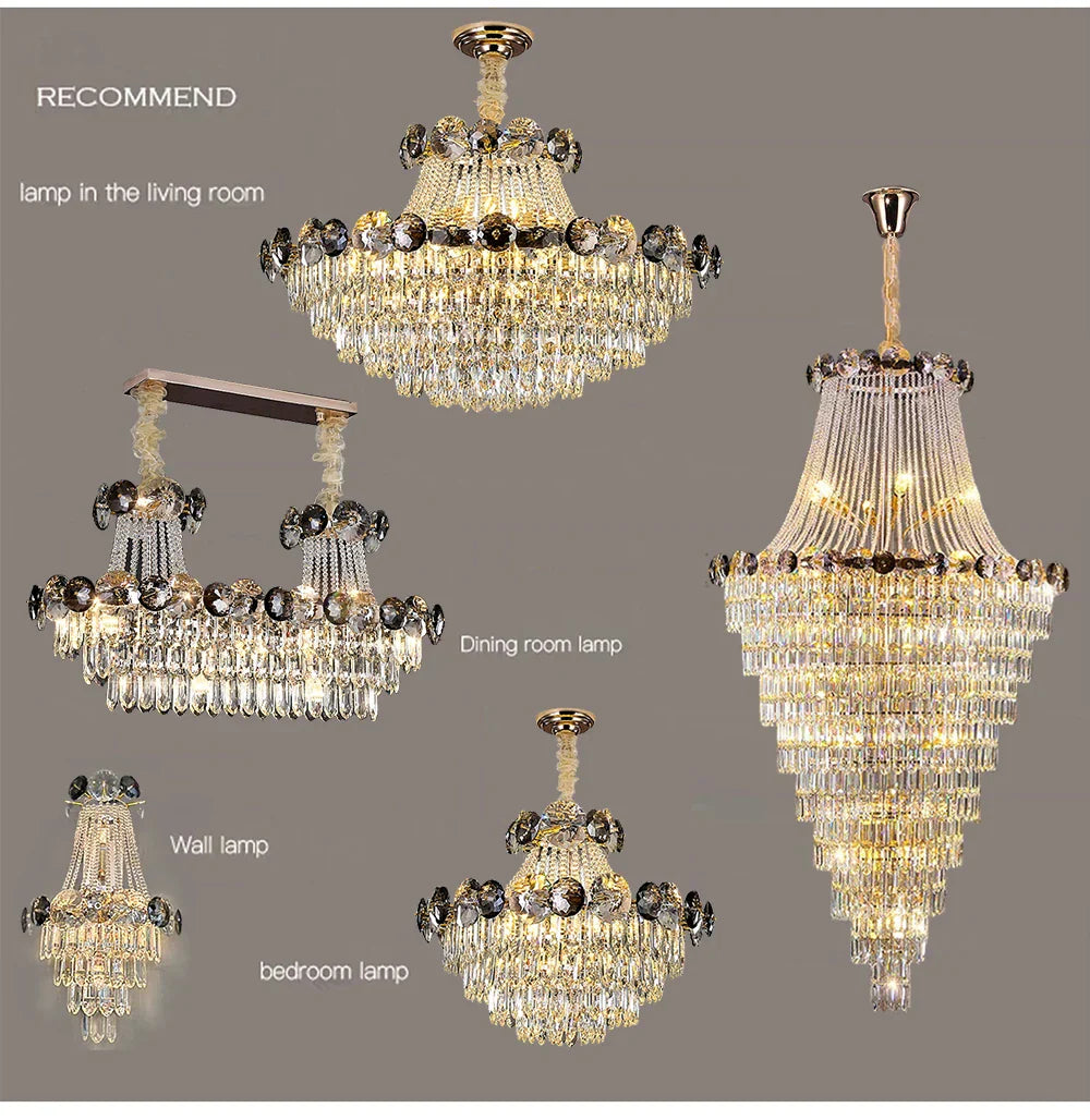 Modern Crystal Chandeliers for Luxury Living Room Staircase Lighting
