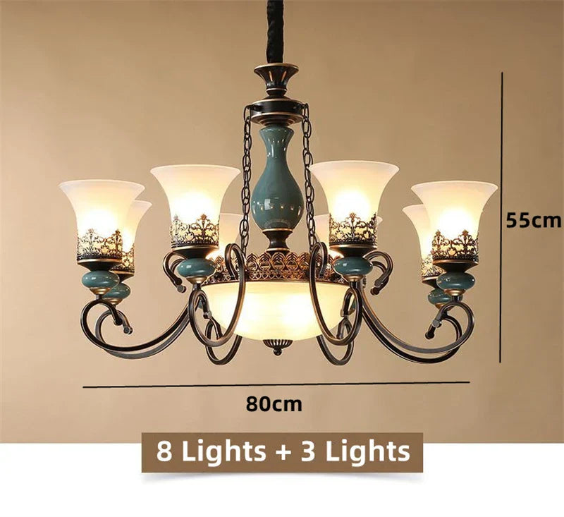 Vintage European Ceramic Chandelier for Living Room, Bedroom, Kitchen and Dining Room