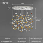 Stone LED Pendant Chandelier: Modern Luxury Crystal Lighting for Living Room