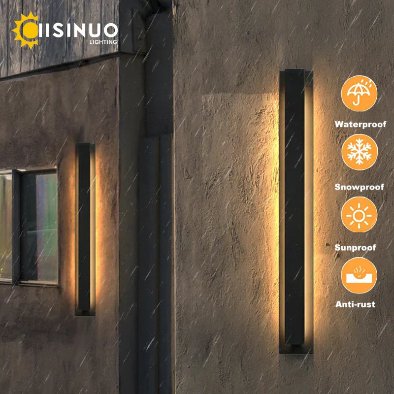 Outdoor Black Aluminum Wall Light LED Waterproof Linear Porch Lamp