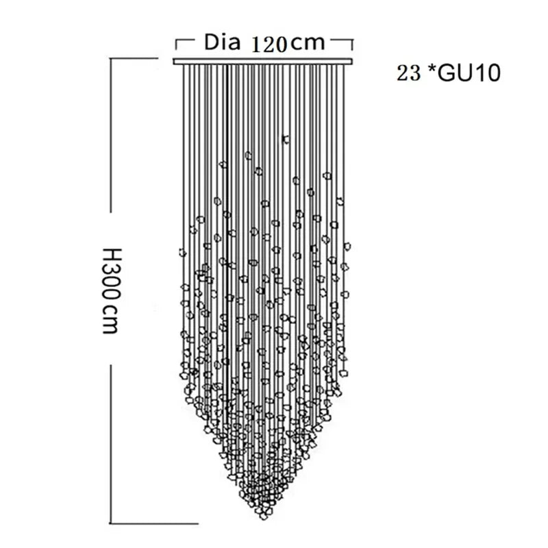 Stone Crystal LED Chandelier: Modern Large Luxury Lighting Fixture for Home Staircase, Living Room, Hallway