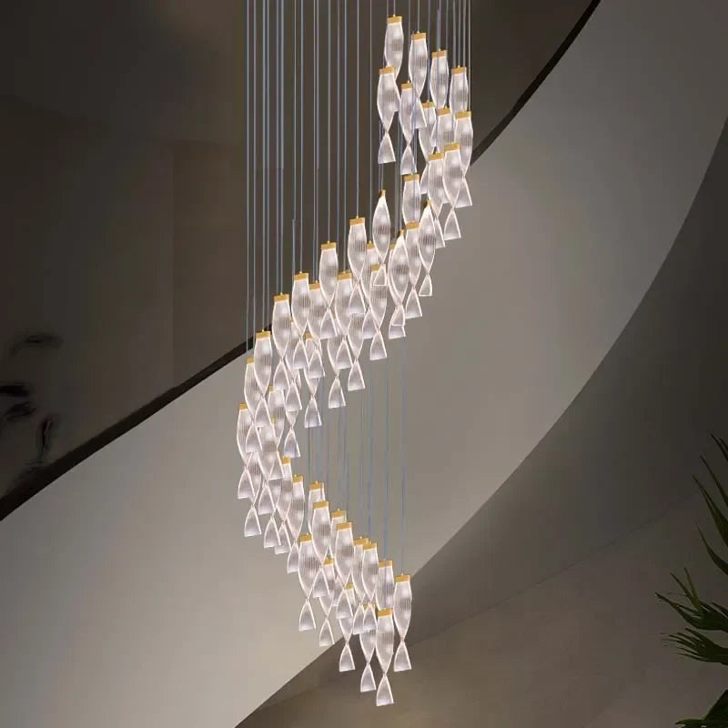 Luxury Acrylic LED Chandelier: Modern Staircase Hallway Villa Pendant Light