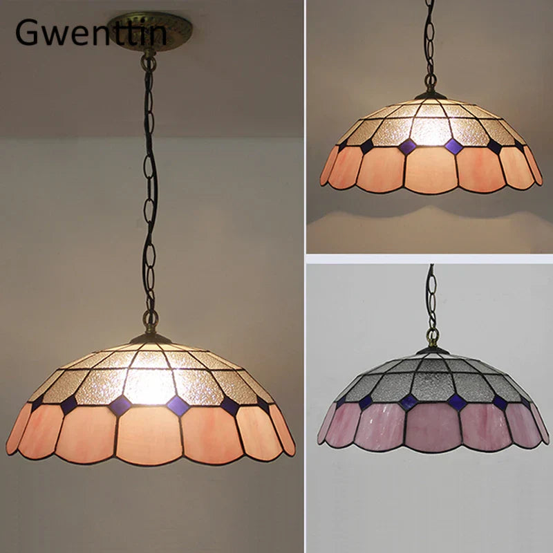 Diamond Square Stained Glass Pendant Light for Home Decor and Lighting