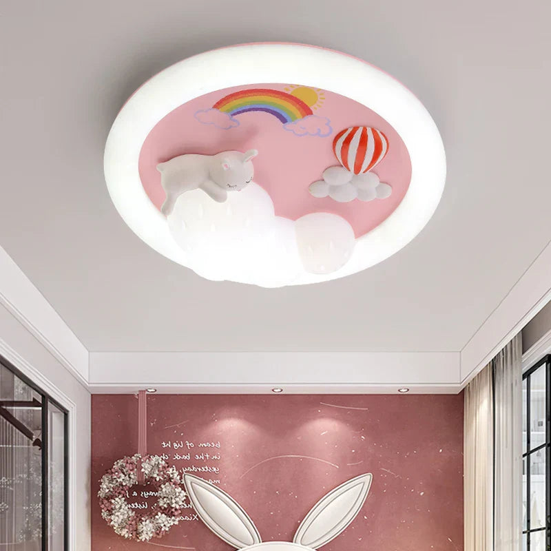 Kids Ceiling Light: Minimalist Pink Blue Lamp for Bedroom or Living Room