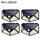 Solar 100LED Outdoor Wall Lamp with PIR Motion Sensor for Garden Courtyard