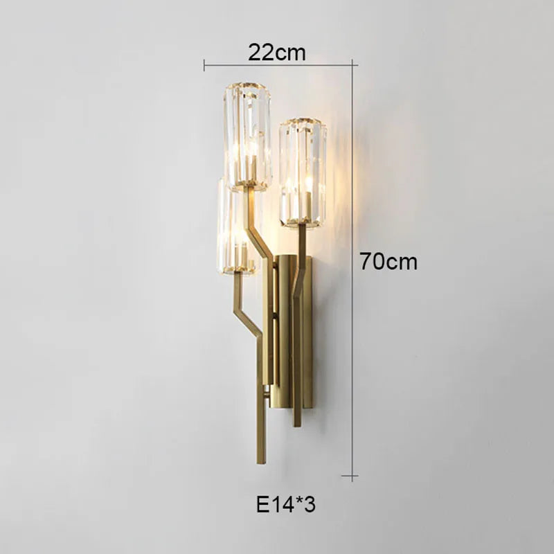 Crystal Gold Wall Lamp for Luxurious Living Room and Bedroom Lighting