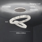 Crystal LED Chandelier: Modern Luxury Chrome Steel & Clear K9 Crystal Lighting