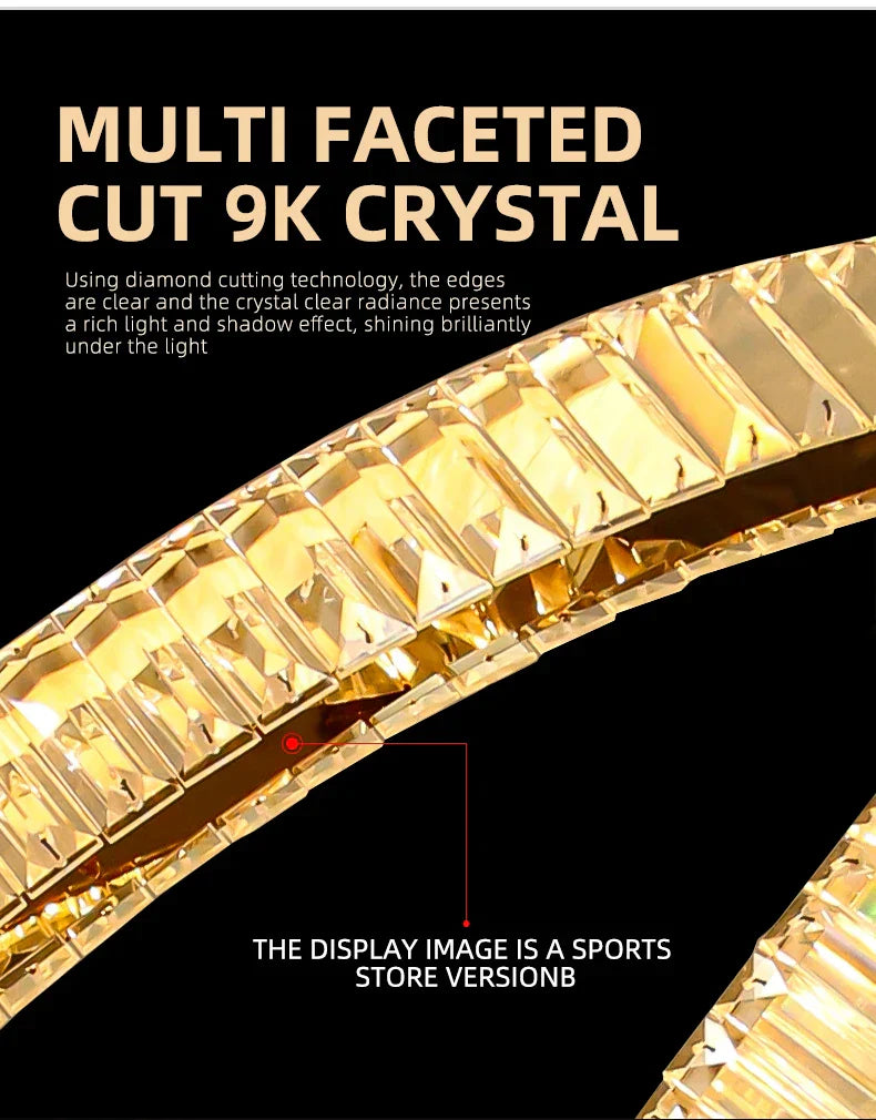 Luxury Crystal Ring Chandelier - Elegant Pendant Light Fixture for Living Room