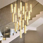 Crystal LED Chandelier: Luxury Staircase Pendant Light for Living Room.