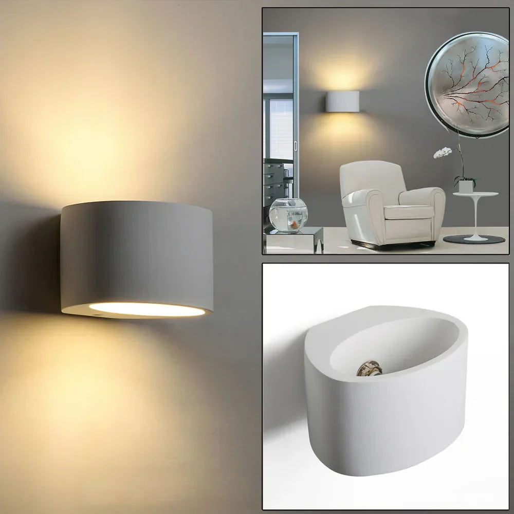 Nordic Plaster Wall Lights Up&Down Wall Sconce for Bedroom Reading White Home Lighting