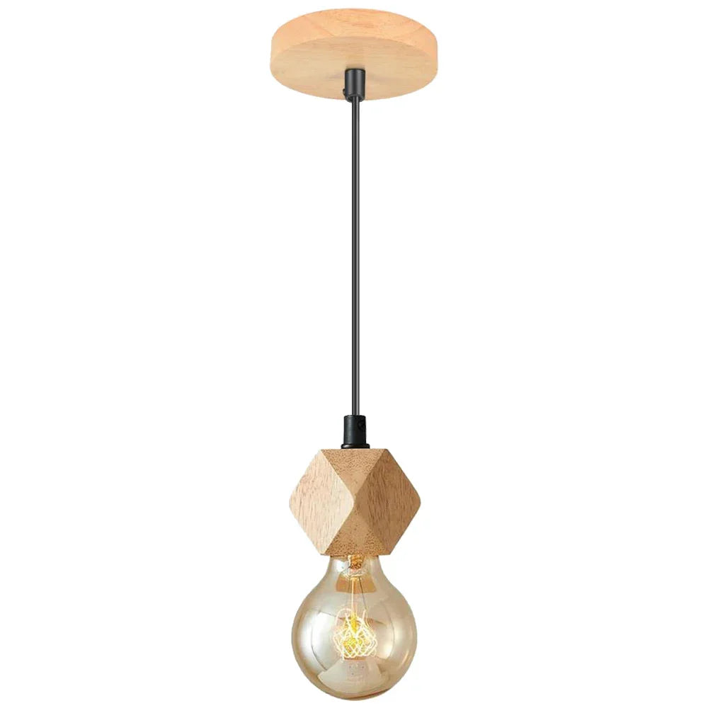 Nordic LED Pendant Light Iron Wooden Minimalist Ceiling Hanging Lamp