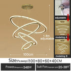 Gold Gloss LED Crystal Ring Chandelier for Modern Luxury Living Room