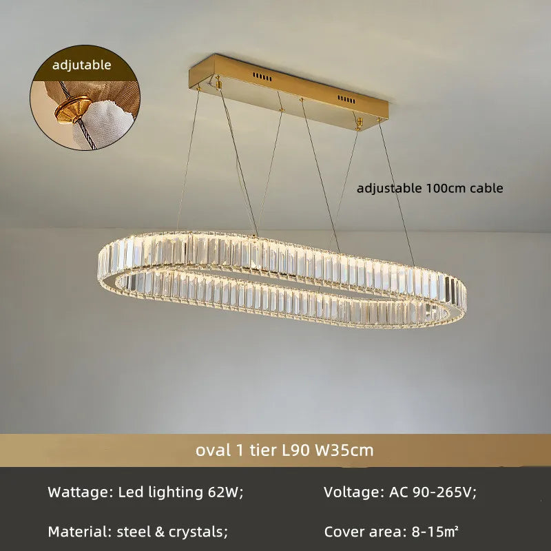 Crystal Chandelier: LED Dimmable Pendant Light for Stairs, LED Luminaria Fixture