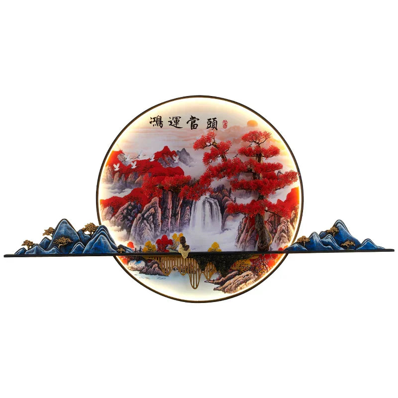 3D Chinese Pine Landscape Picture Wall Lamp for Home Living Room