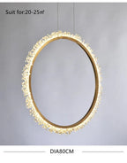 Round Circle LED Crystal Chandelier for Dining Table and Exhibition Hall