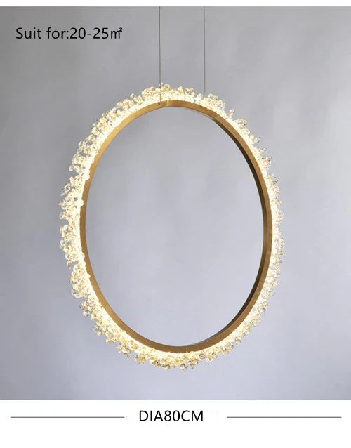 Round Circle LED Crystal Chandelier for Dining Table and Exhibition Hall
