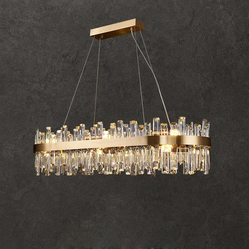 Crystal LED Oval Chandelier for Dining Room Lighting