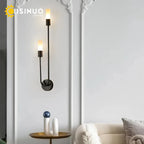 Minimalist Gold Black Wall Sconces for Bedroom Stairway Balcony Lighting