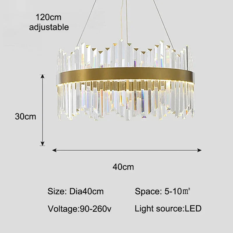 Shiny Crystal Chandelier Dimmable LED Luxury Ceiling Light