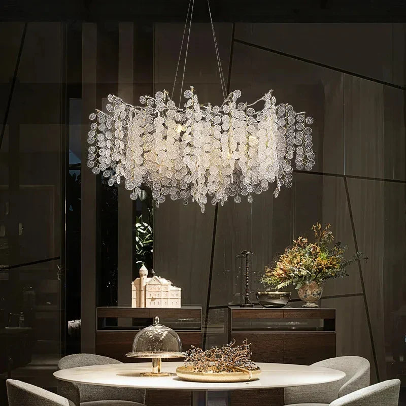 Silver Money Tree Crystal Chandelier for Kitchen Bedroom & Living Room