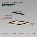 Square Modern Minimalist Nordic Chandelier for Living Room, Dining Room, Bedroom