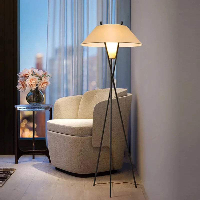 Nordic Wabi-abi Style LED Floor Lamp for Living Room, Bedroom, Study - Foot Switch Floor Light
