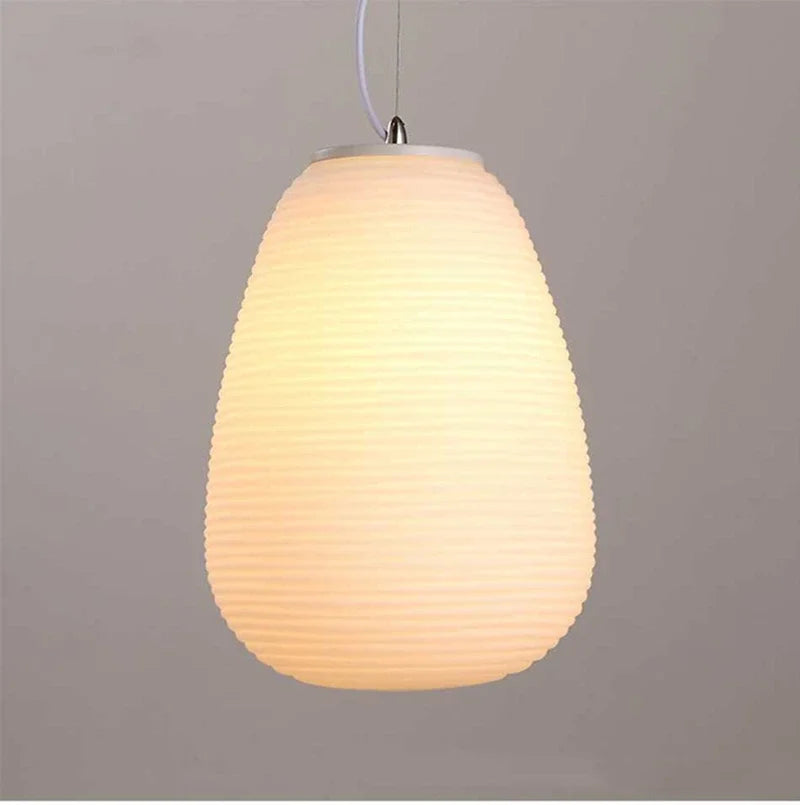Glass Whorls Cocoon Pendant Light - Milky White, Modern Hanging Lamp