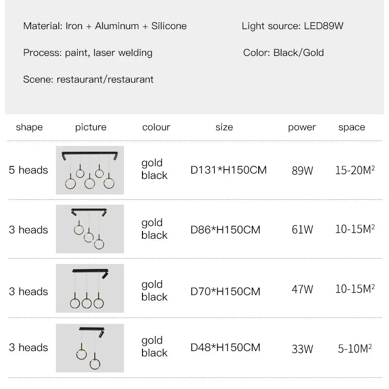 LED Dining Chandelier: Modern Pendant Light for Home Decor & Bar Counter