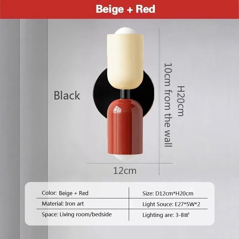 Nordic LED Colorful Wall Lights Modern Bedroom Living Room Background Wall Lamp