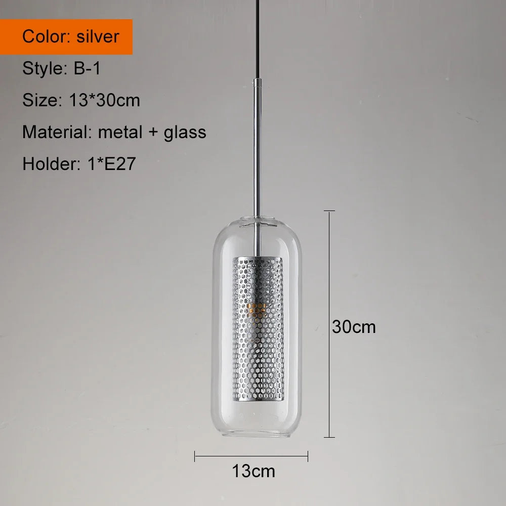 Mesh Pendant Light: Nordic Design Sliver Bronze Transparent Lampshade for Kitchen and Dining