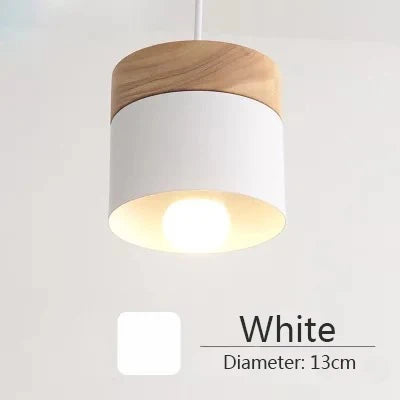 Wood Iron Pendant Lights: Modern Nordic Colorful Minimalist LED Hanging Lamps