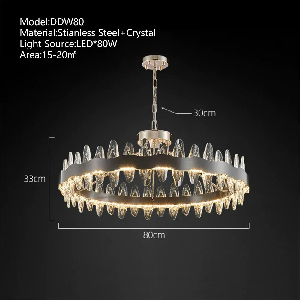 Crystal LED Chandelier: Luxury Living Room Pendant Light with Modern Design