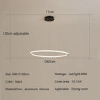 Nordic Round LED Ring Chandelier for Living Dining Bedroom