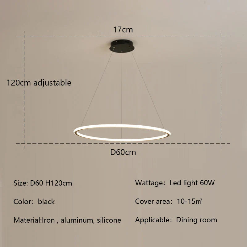 Nordic Round LED Ring Chandelier for Living Dining Bedroom