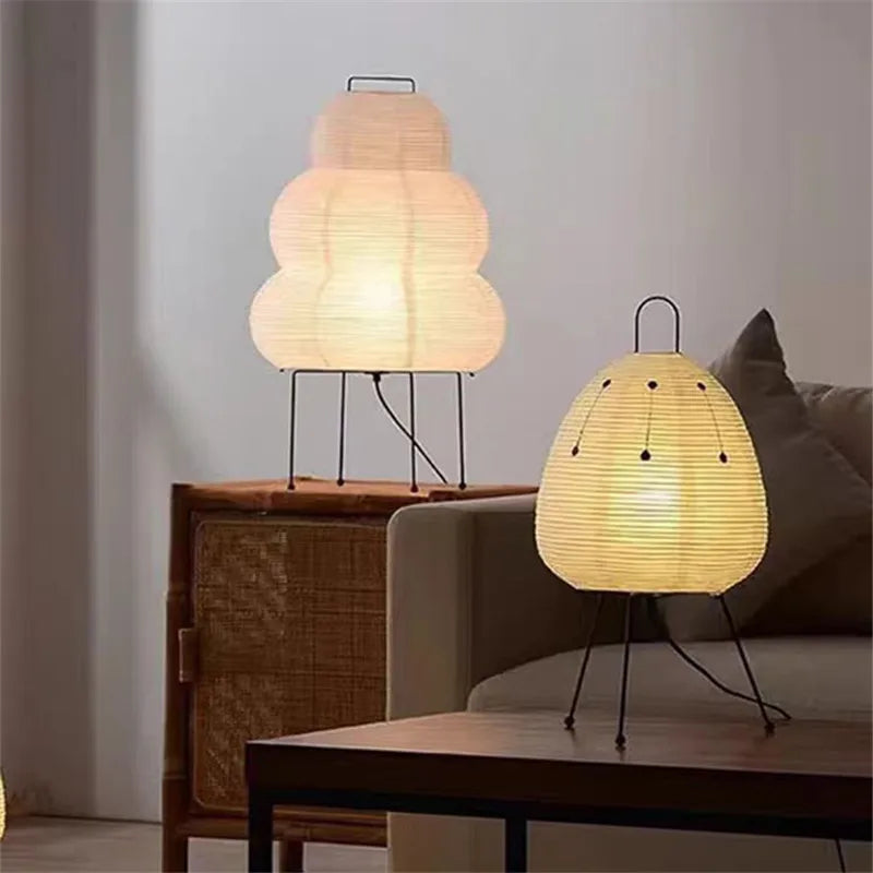 Rice Paper Floor Lamp Tripod Stand Ambient Light Living Room Decor