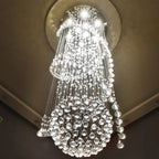 Modern Crystal Chandelier for Staircase, Luxury LED Lighting Fixture