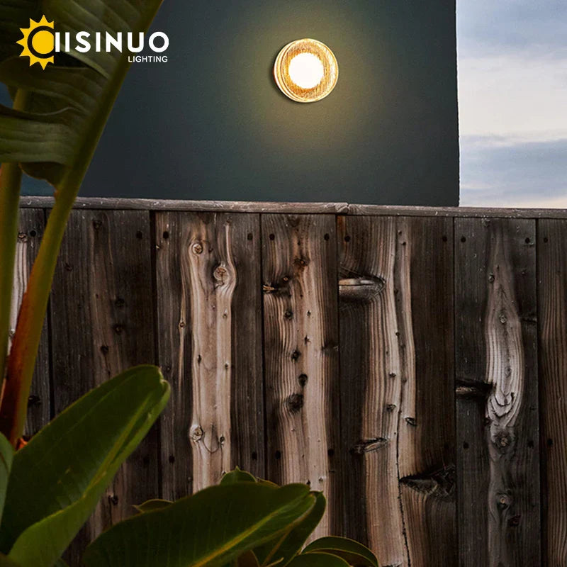 Outdoor Round Black Aluminum LED Wall Light for Porch Entryway Decor