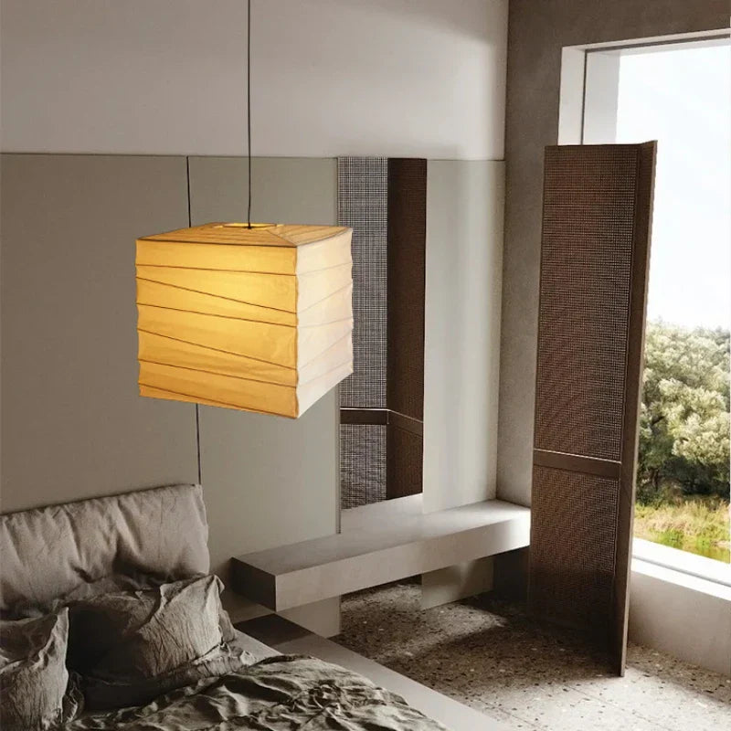 Akari Rice Paper Pendant Lamp for Living Room Bedroom - Wabi Sabi Design