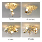 Modern Rocket Cloud LED Pendant for Kids' Bedroom Study Nursery Jet Chandelier