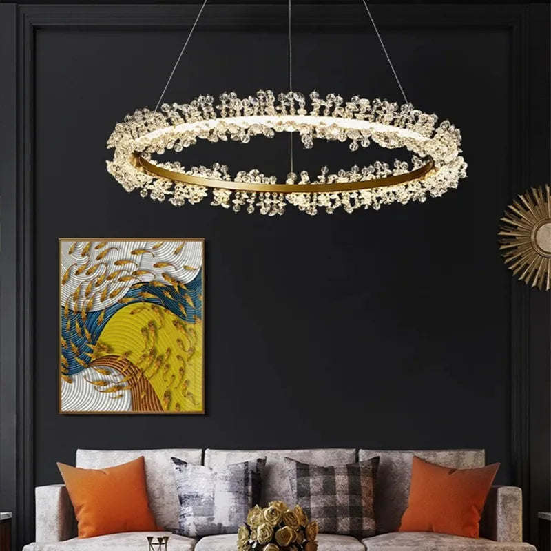 Crystal Pendant Chandelier: Designer LED Lighting for Living Room, Dining Room, Bedroom